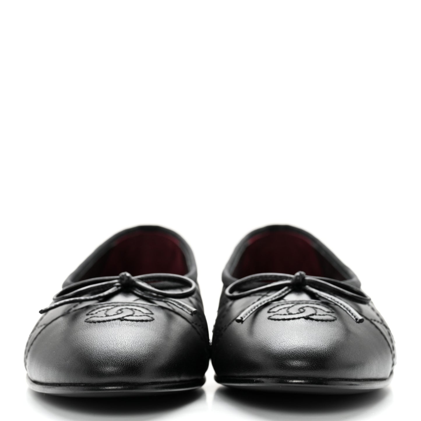 Aged Calfskin Quilted CC Cap Toe Ballerina Flats 39.5 Black