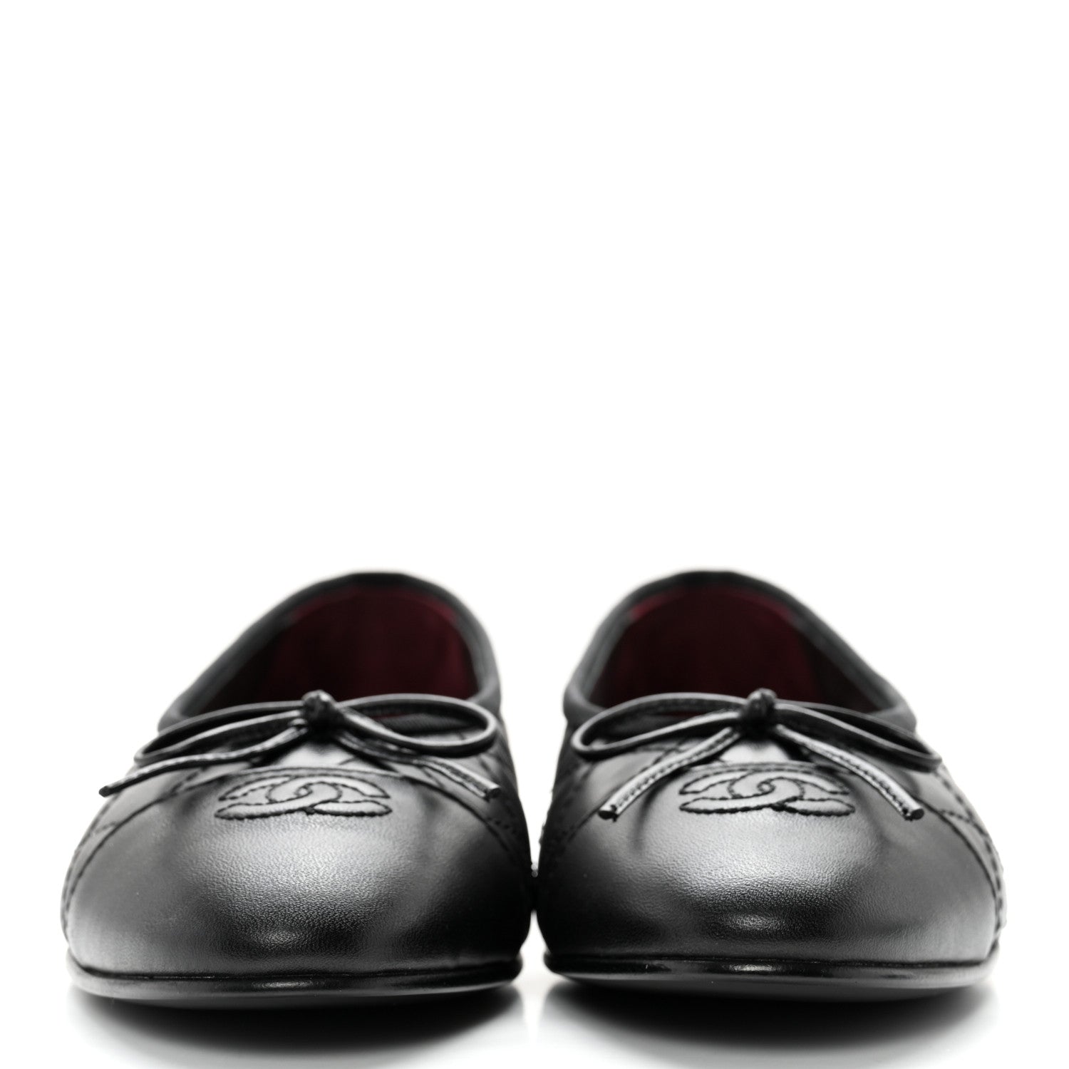 Chanel Aged Calfskin Quilted CC Cap Toe Ballerina Flats 39.5 Black 2 of 14
