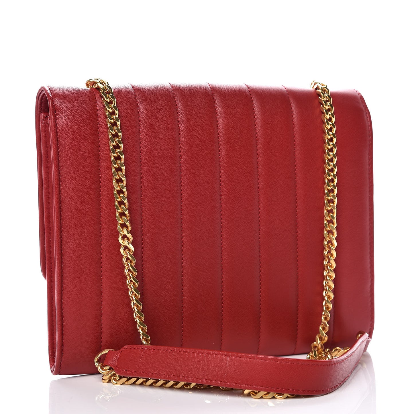 Lambskin Matelasse Monogram Vicky Chain Wallet Rouge Eros