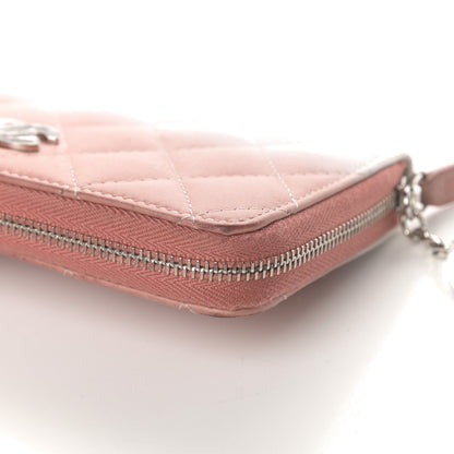 Chanel Ombre Patent Calfskin Quilted Small Zip Around Wallet Pink White 10 of 10