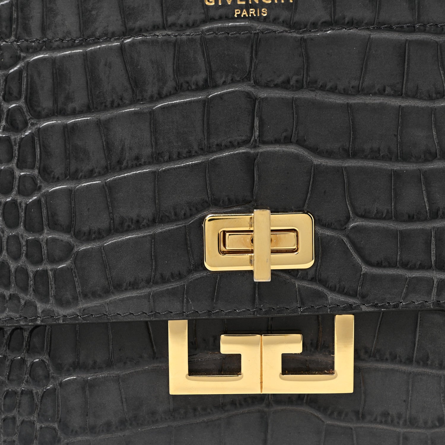 Givenchy Calfskin Crocodile Embossed Medium Eden Storm Grey 7 of 13