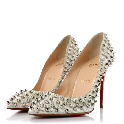 Christian Louboutin Glitter Diams Follies Spikes 100 Pumps 36 Colombe 3 of 9