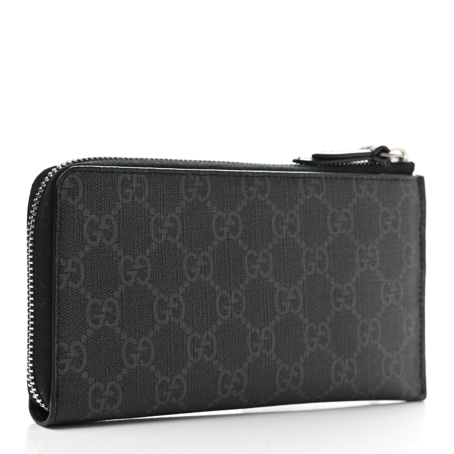 Gucci GG Supreme Monogram Kingsnake Zip Around Wallet Black Grey 3 of 8