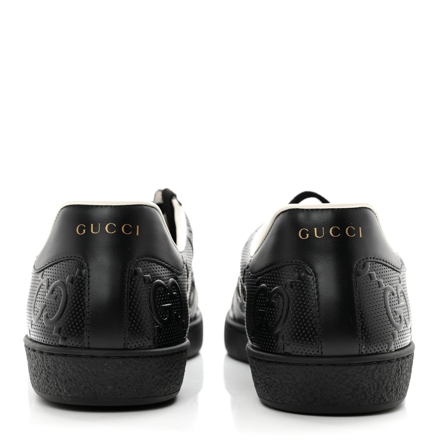 Calfskin GG Tennis Embossed Mens Ace Sneakers 9 Black