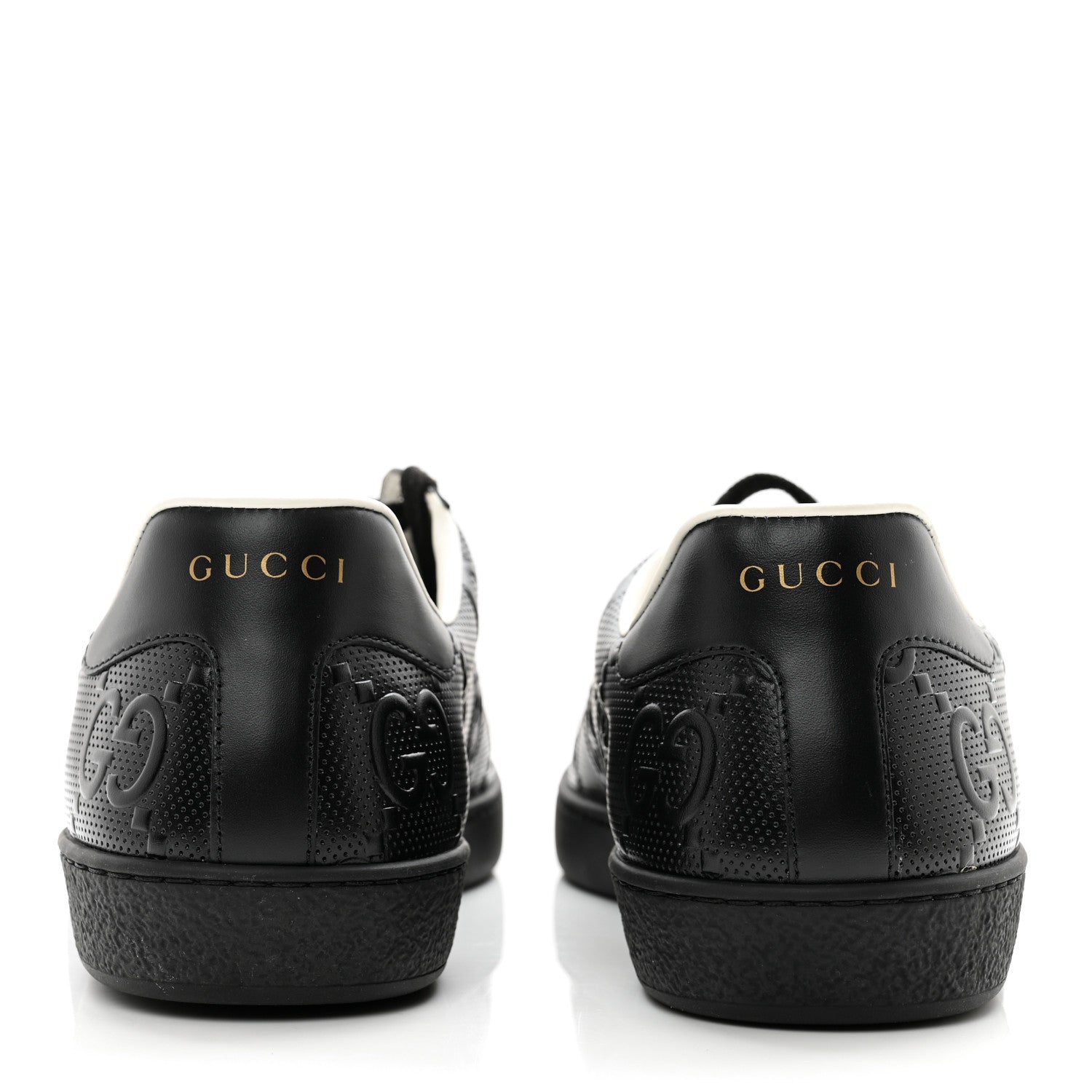 Gucci Calfskin GG Tennis Embossed Mens Ace Sneakers 9 Black 4 of 9