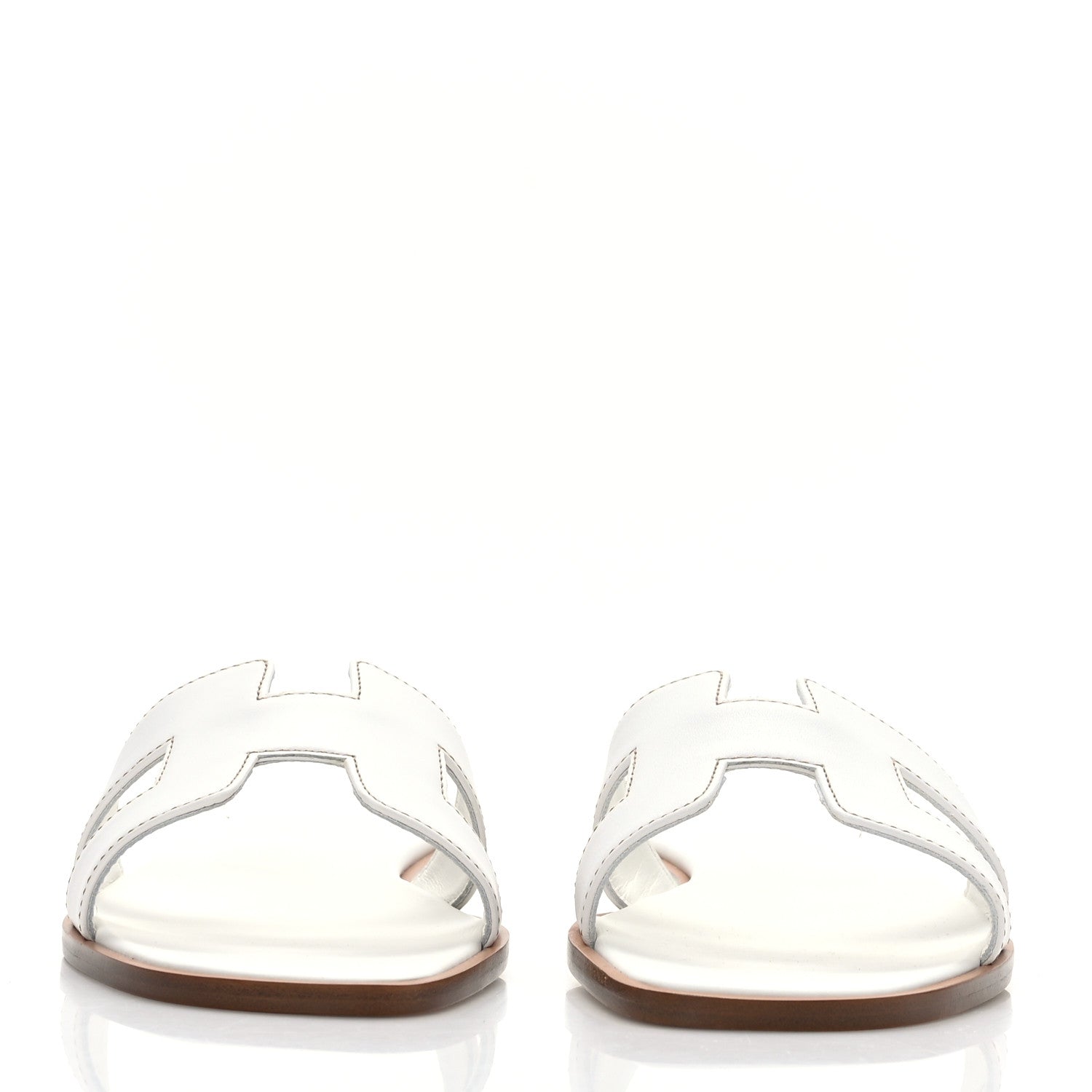 Hermes Box Calfskin Oran Sandals 38 White 2 of 9