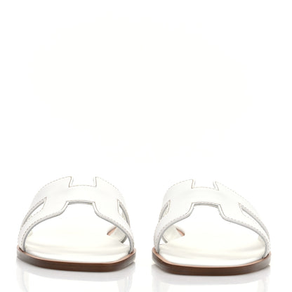 Hermes Box Calfskin Oran Sandals 38 White 2 of 9