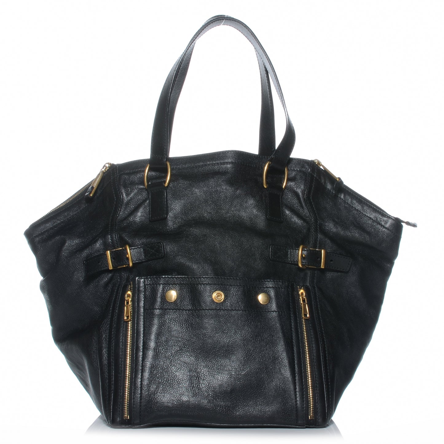 Leather Large Downtown Tote Black
