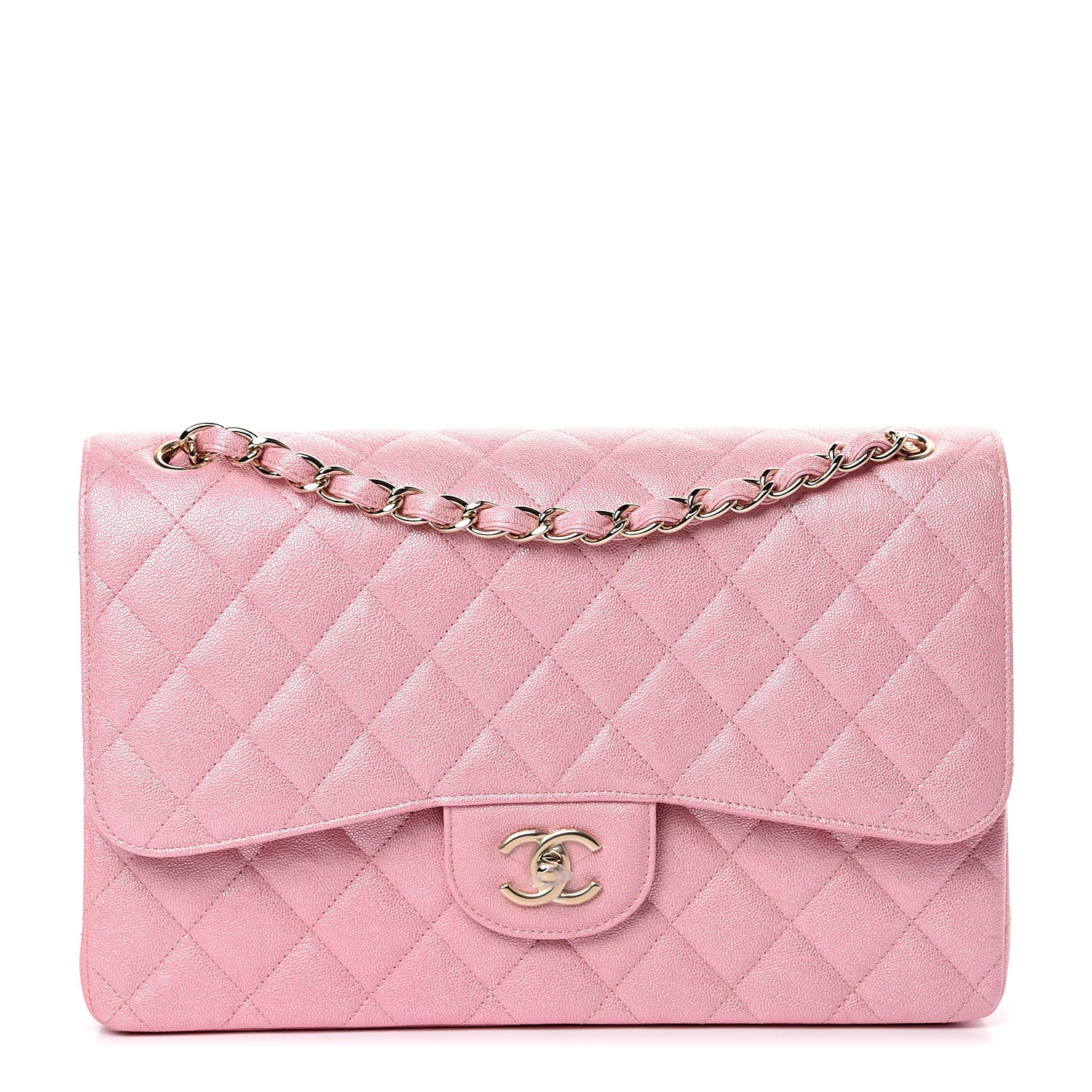 Chanel Iridescent Caviar Quilted Jumbo Double Flap Rose Pink 1 of 10