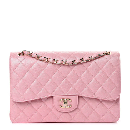 Chanel Iridescent Caviar Quilted Jumbo Double Flap Rose Pink 1 of 10