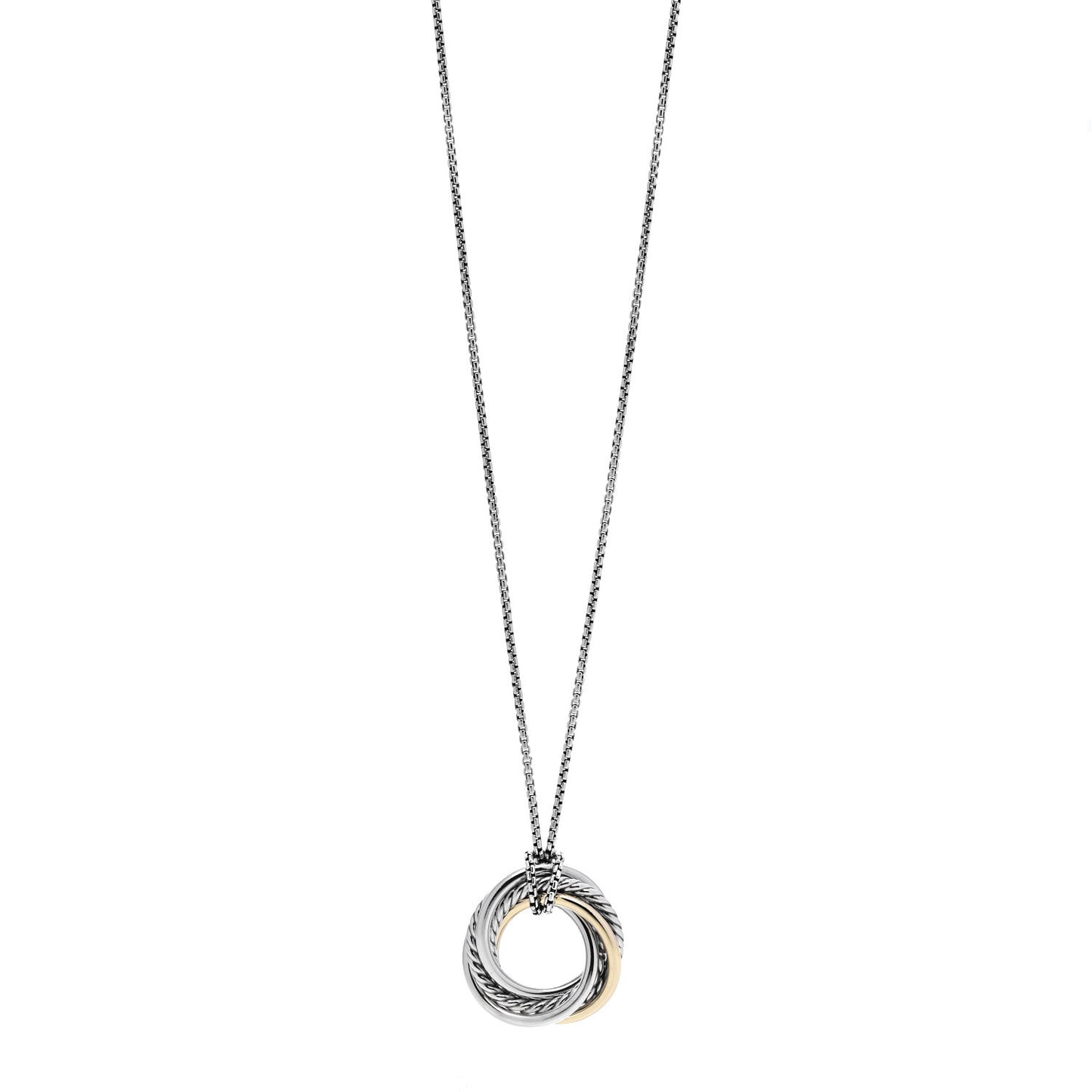 Sterling Silver 14K Yellow Gold 28mm Crossover Pendant Necklace