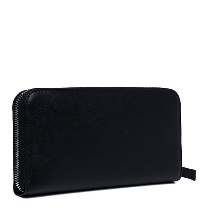 Prada Saffiano Zip Around Wallet Black 2 of 7