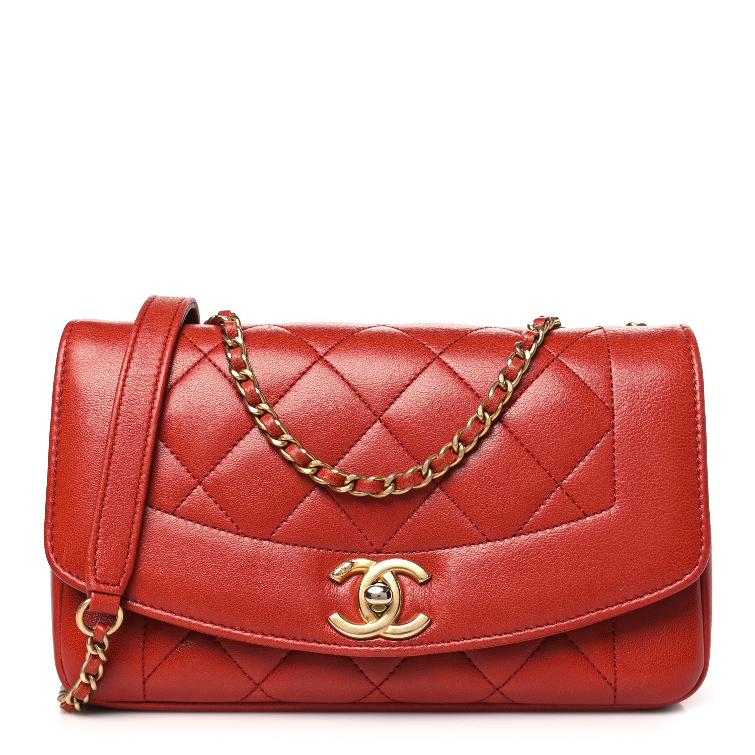 Chanel Lambskin Quilted Medium Vintage Flap Bag Red 1 of 11