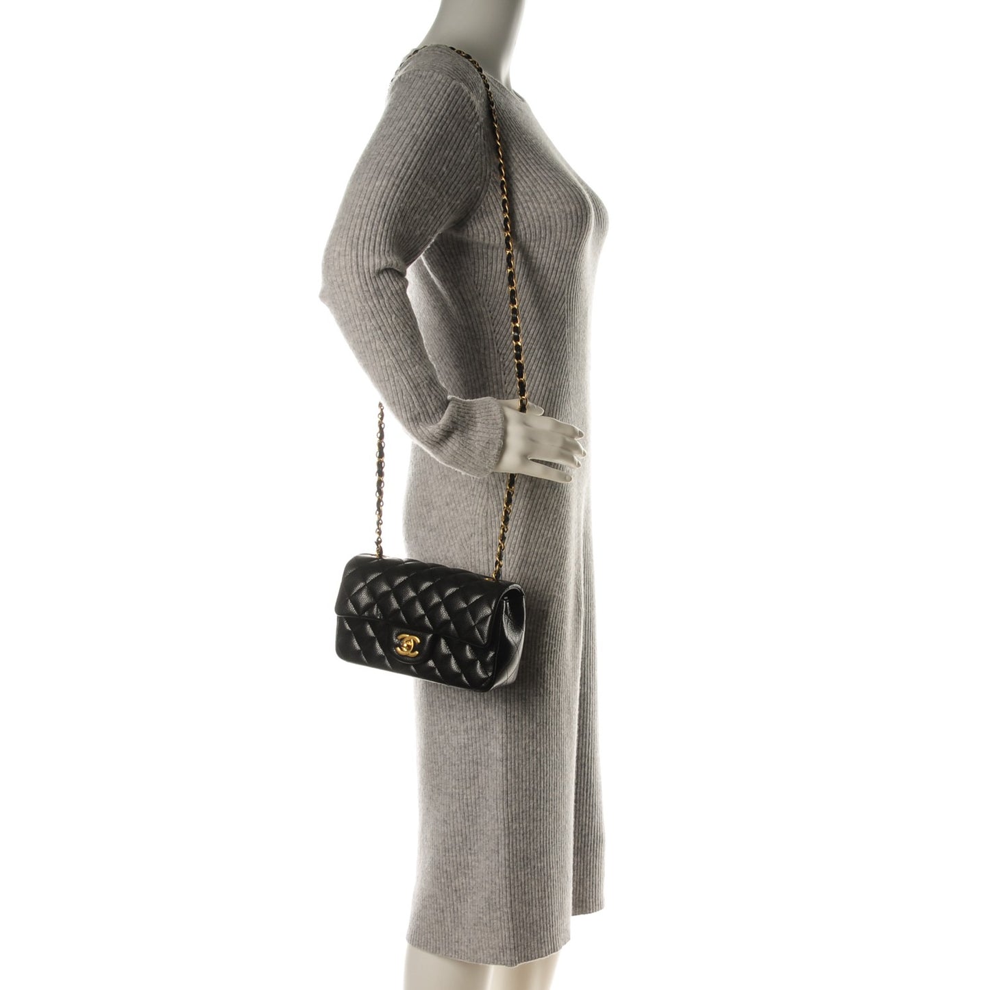 Caviar Quilted Mini Rectangular Flap Black