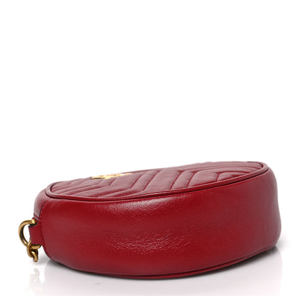 Gucci Glazed Calfskin Matelasse Heart Mini GG Marmont Round Shoulder Bag Romantic Cerise 7 of 19