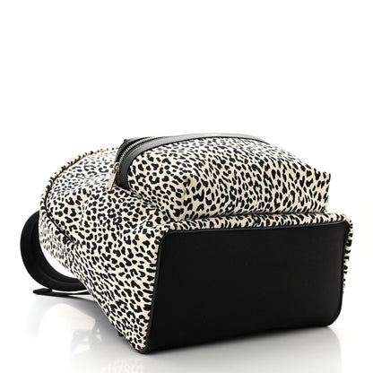 Saint Laurent Canvas Leopard Print City Backpack Black White 4 of 10