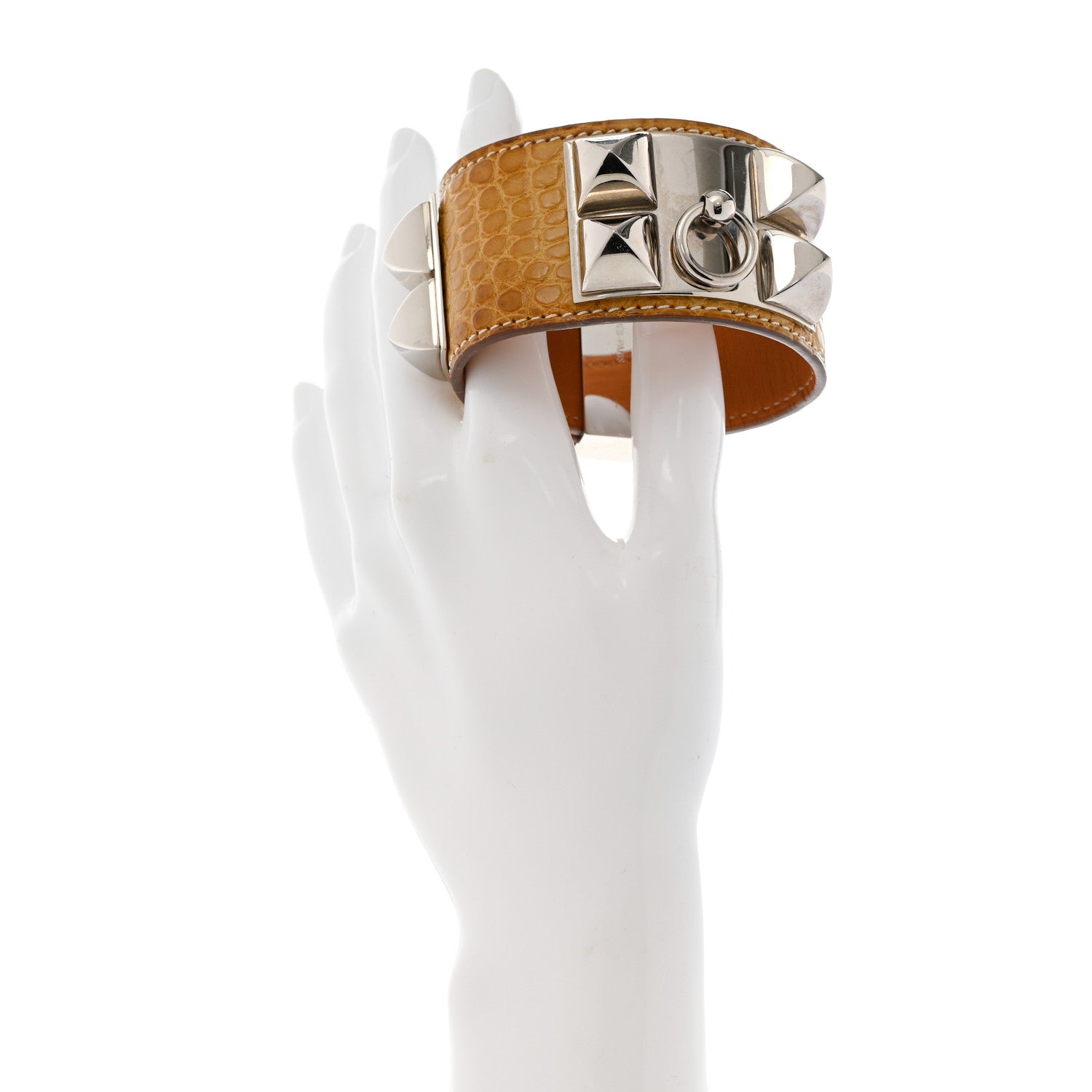 Hermes Matte Alligator Collier De Chien CDC Bracelet S Maize 2 of 6