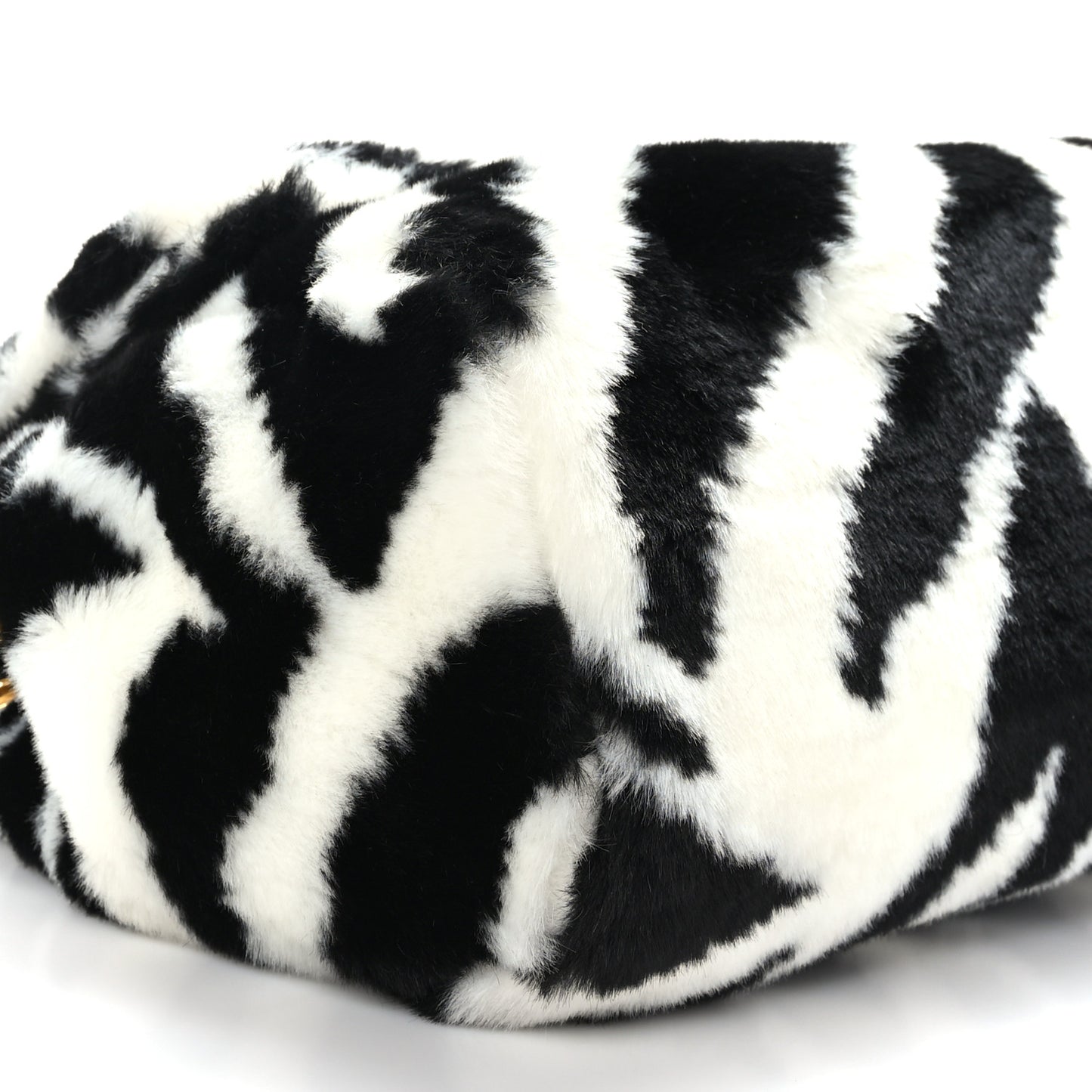 Faux Fur Zebra Print Miss Sicily Satchel Black White