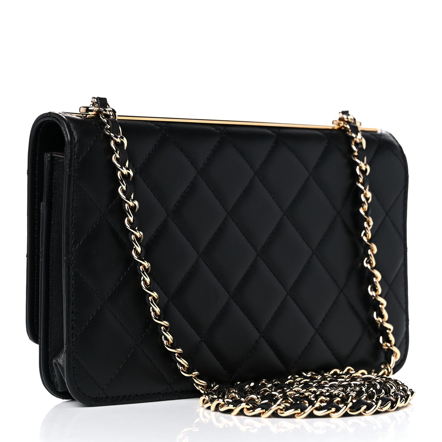 Chanel Lambskin Quilted Trendy CC Wallet On Chain WOC Black 3 of 13