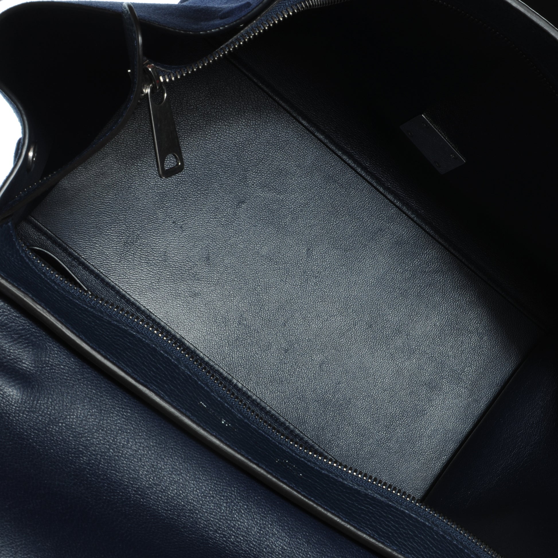 Celine Drummed Leather and Suede Small Trapeze Navy 8 of 8