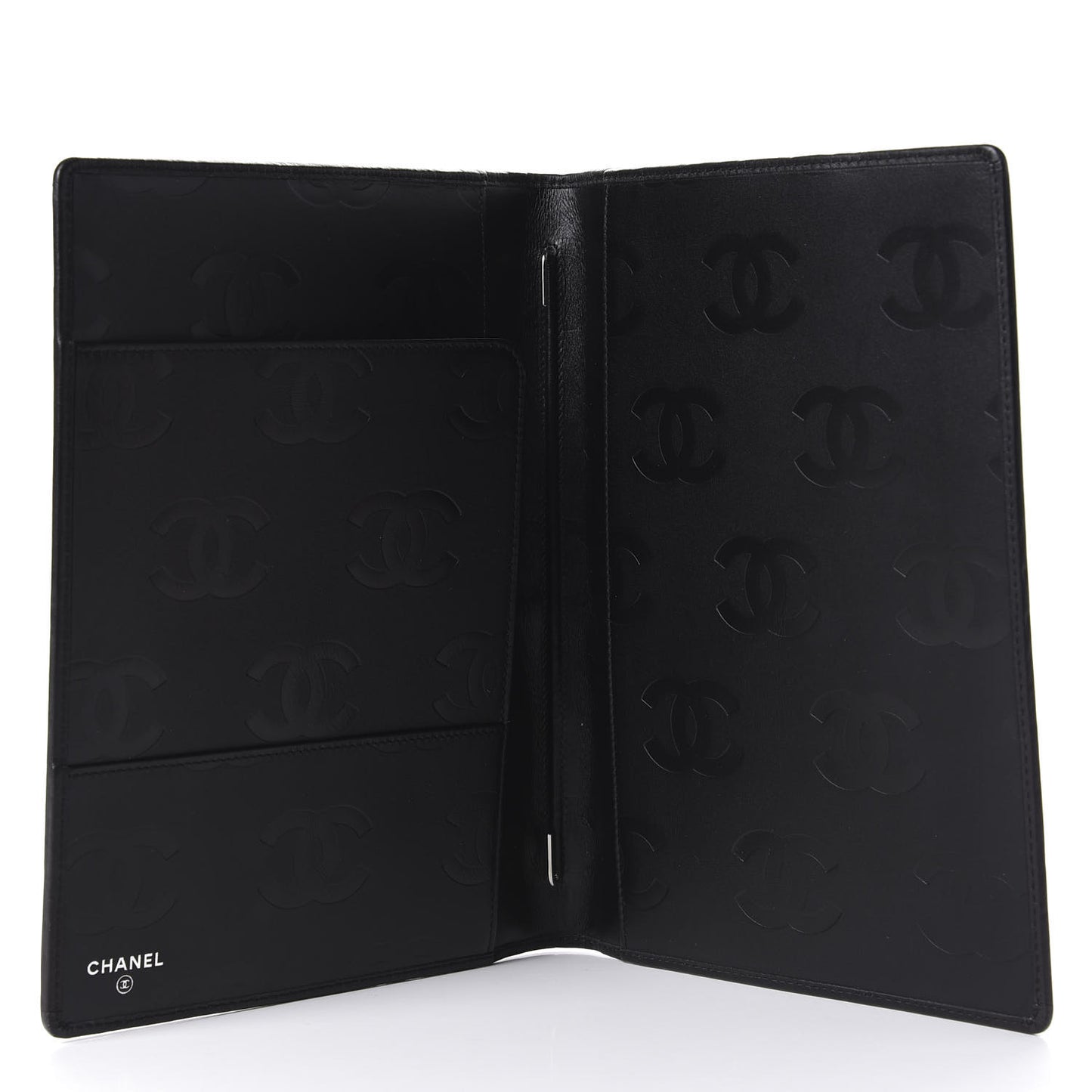 Calfskin Quilted Large Cambon Agenda Planner Black