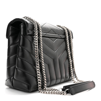 Saint Laurent Calfskin Y Quilted Monogram Small Loulou Chain Satchel Black 3 of 10