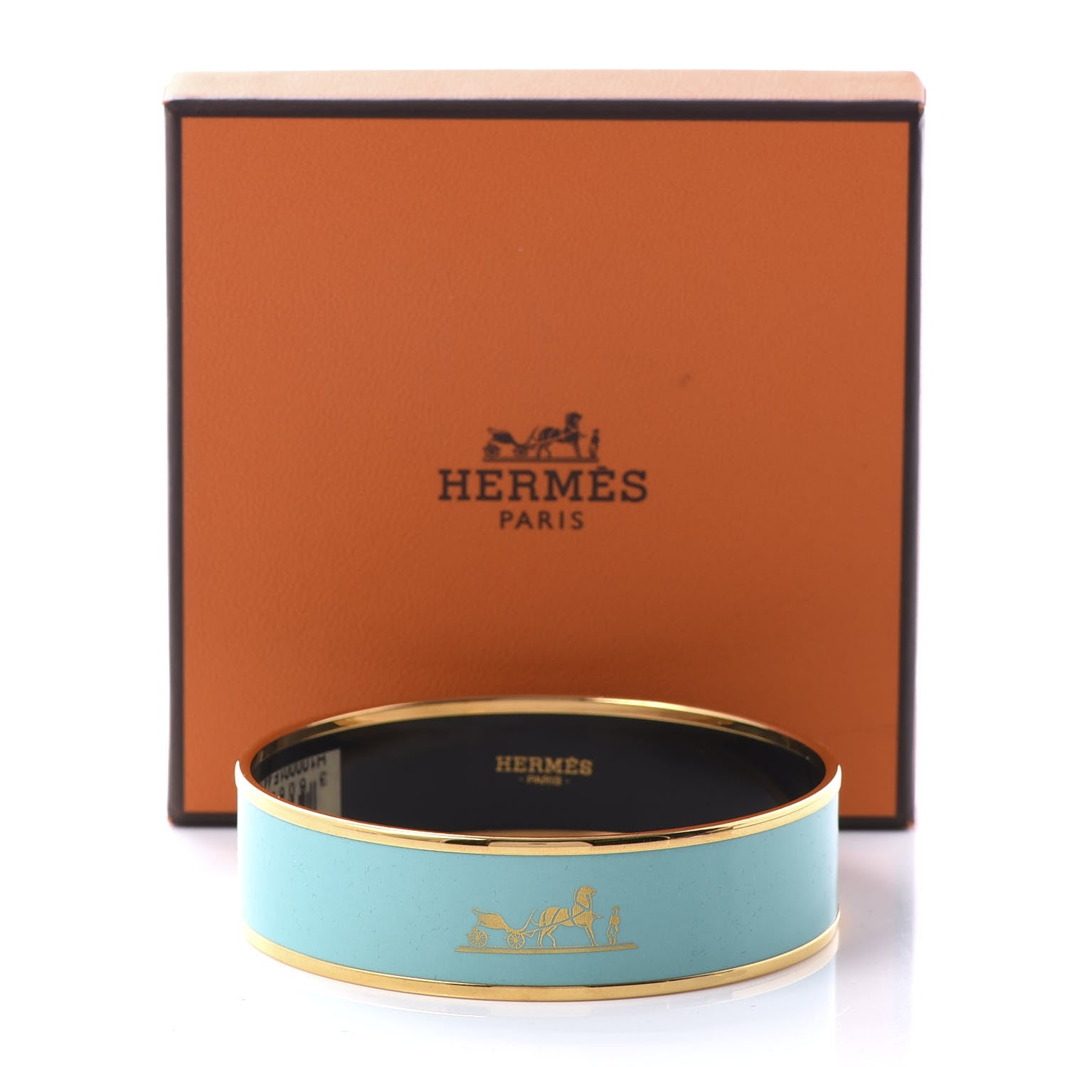 Hermes Enamel Printed Wide Caleche Bracelet 70 Vert Aqua 6 of 6