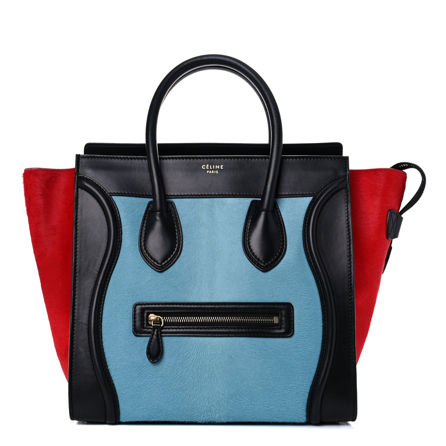 Celine Pony Hair Mini Tri-Color Luggage Glacier Red Black 1 of 14