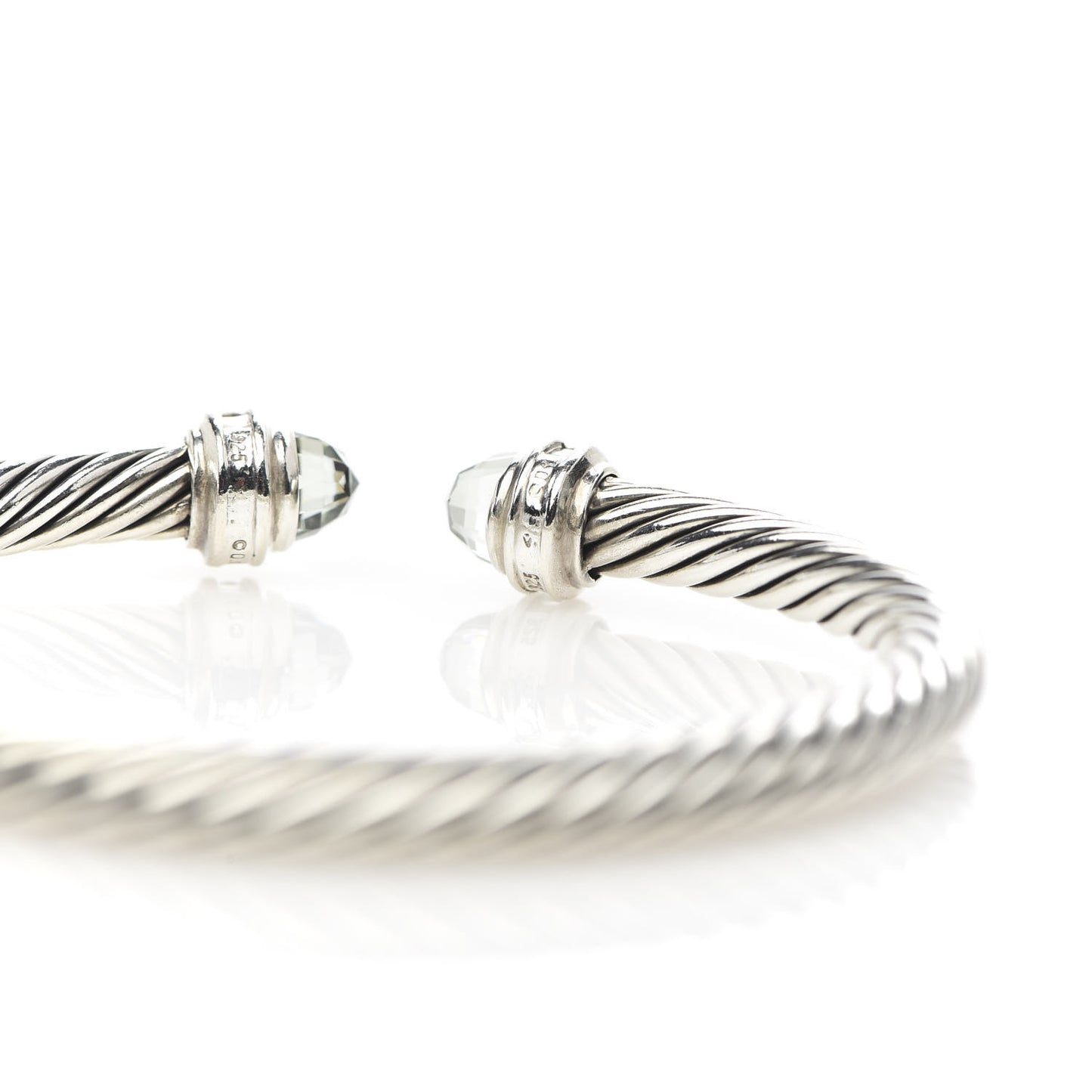 Sterling Silver Diamond Prasiolite 5mm Cable Classics Bracelet