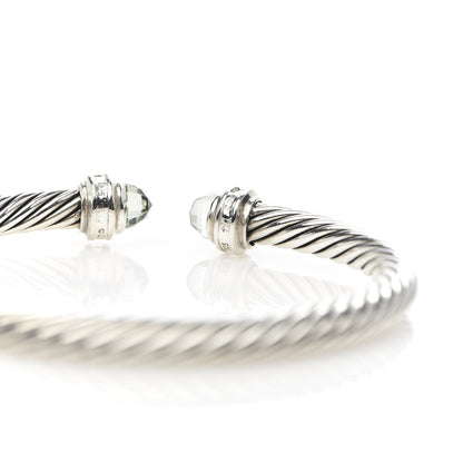 David Yurman Sterling Silver Diamond Prasiolite 5mm Cable Classics Bracelet 4 of 5