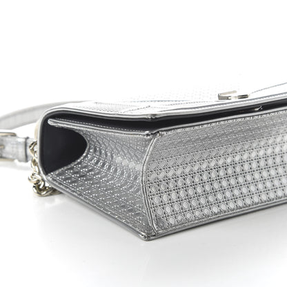 Christian Dior Metallic Patent Micro-Cannage Small Diorama Flap Bag Silver 6 of 9