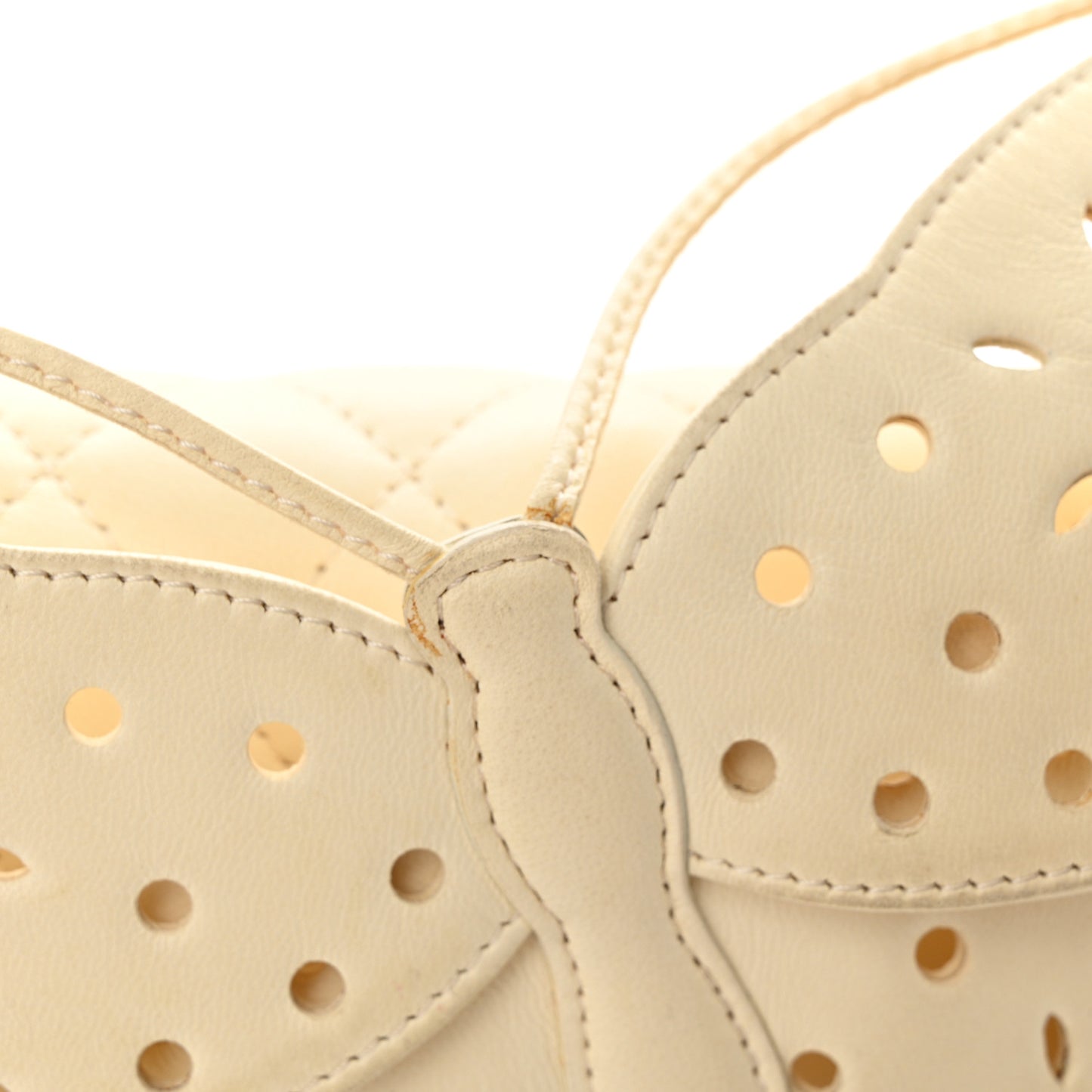 Lambskin Quilted Butterfly Chain Clutch White