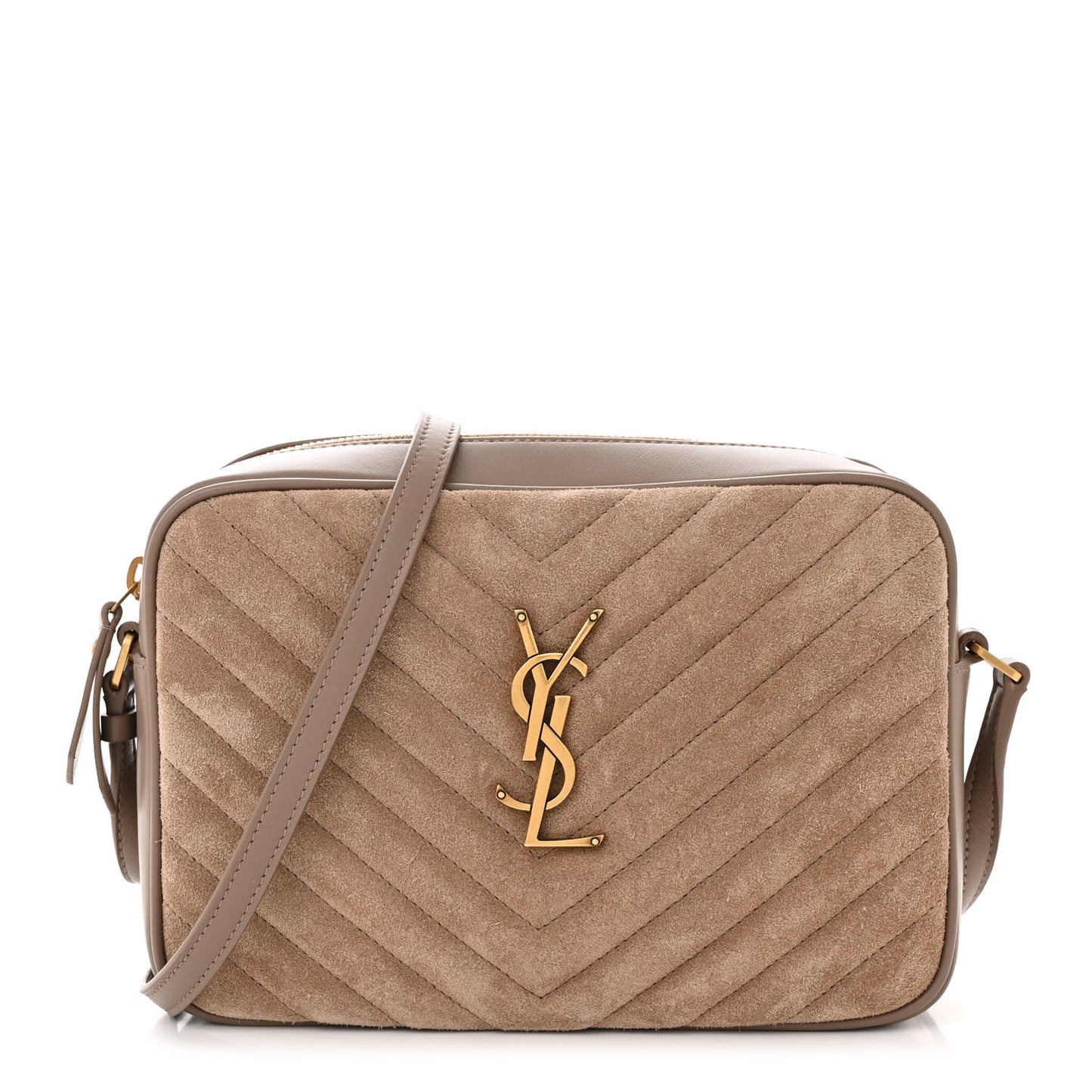 Suede Matelasse Monogram Lou Camera Bag Taupe