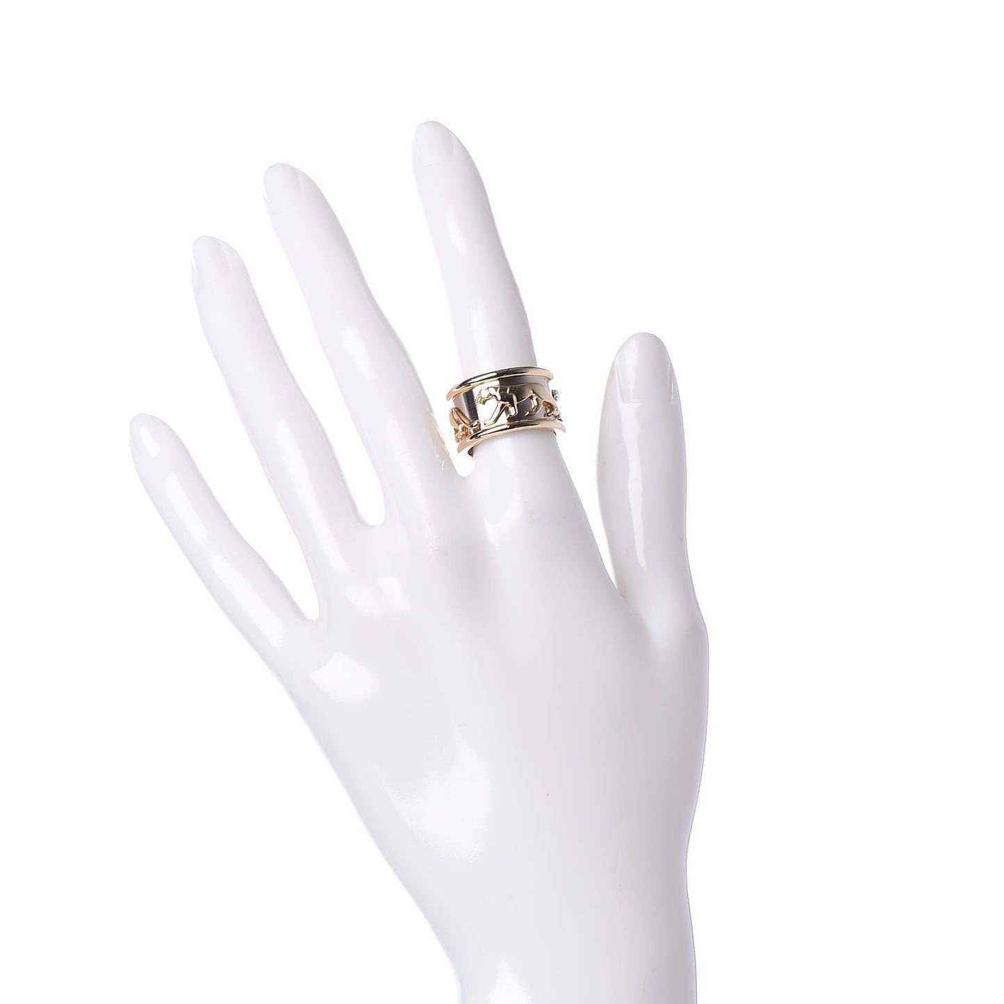 18K Yellow White Gold Panthere Band Ring 52 6