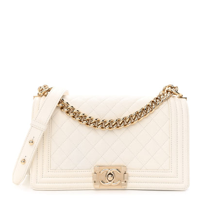 Chanel Caviar Quilted Medium Boy Flap White 1 of 11