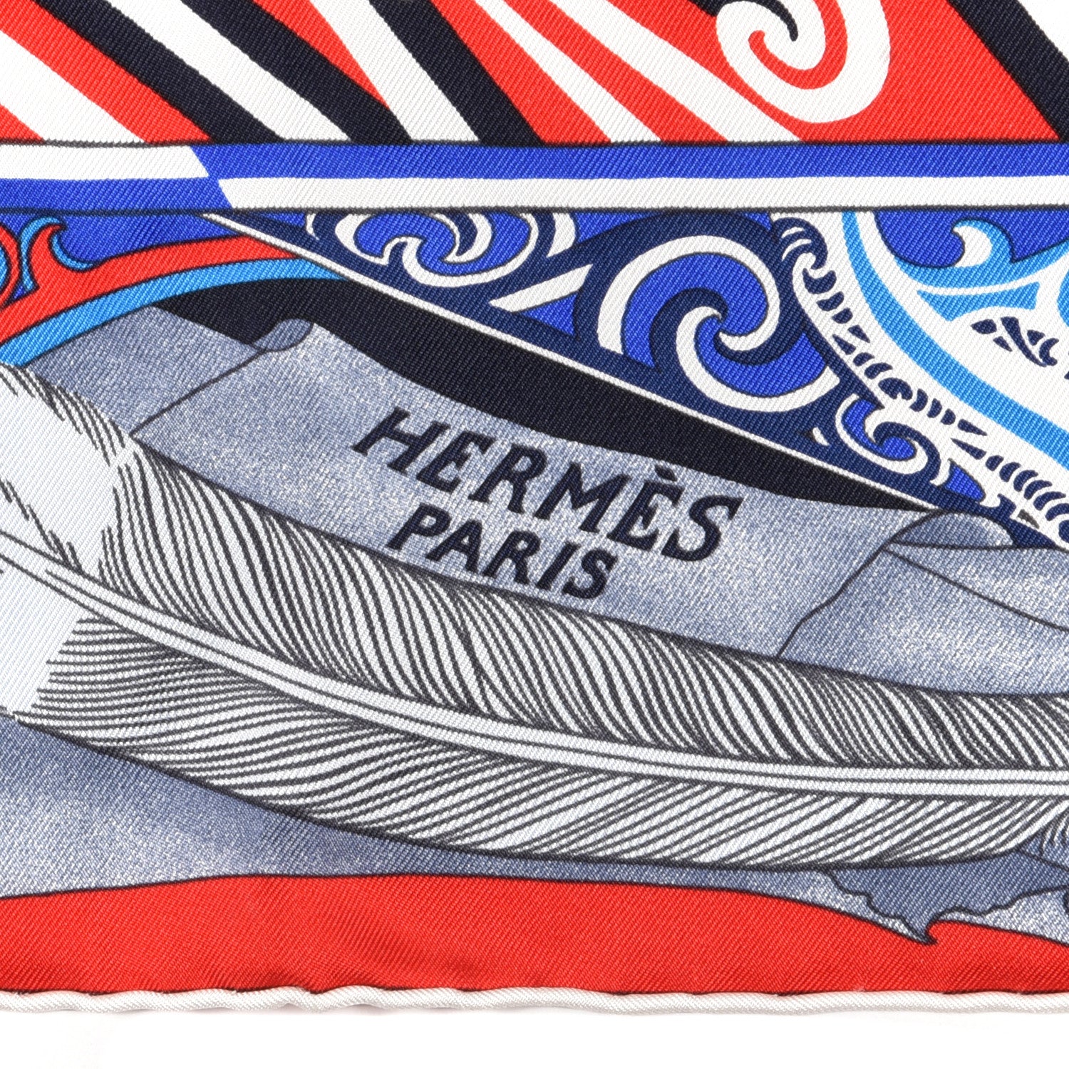 Hermes Silk Kawa Ora Scarf 90 Bleu Rouge White 2 of 5