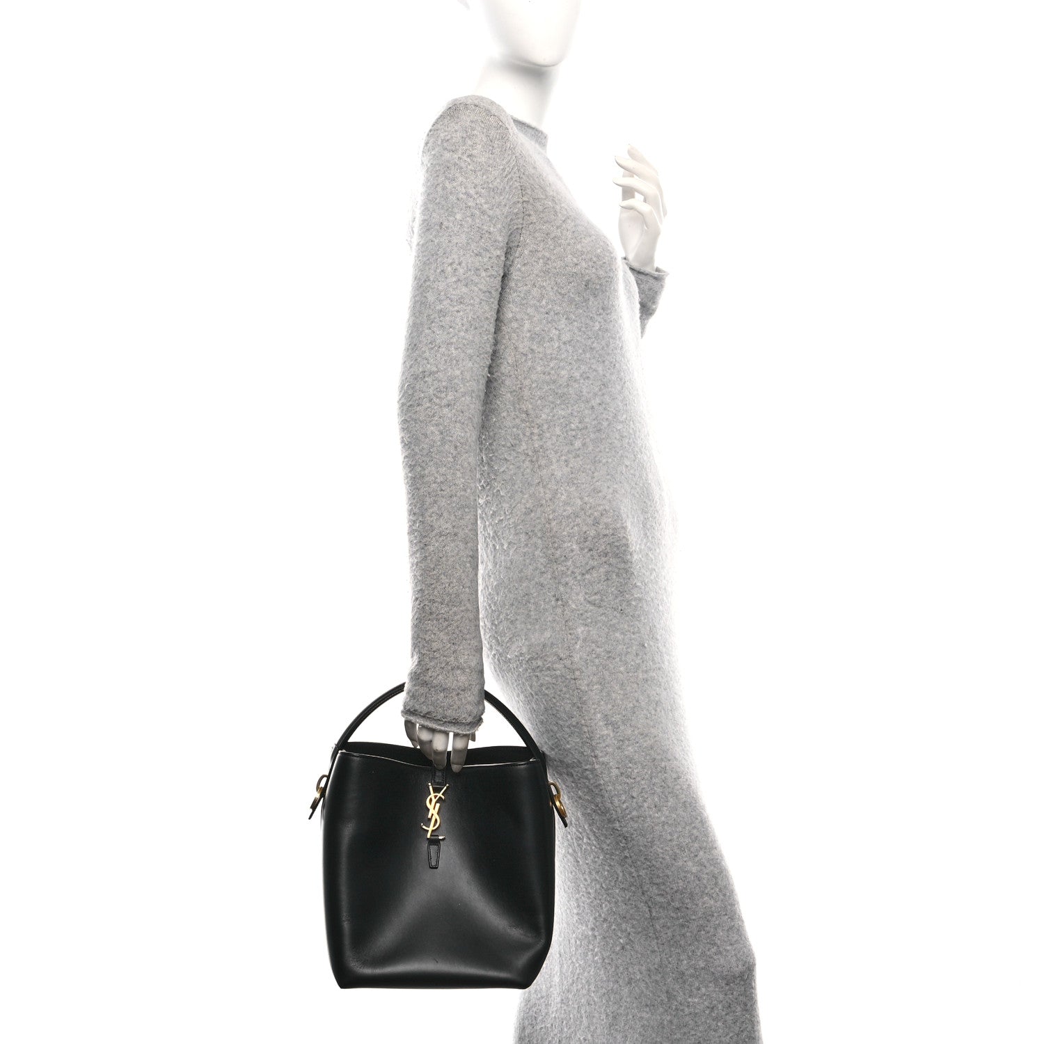 Saint Laurent Shiny Calfskin Le 37 Bucket Bag  Black 2 of 11