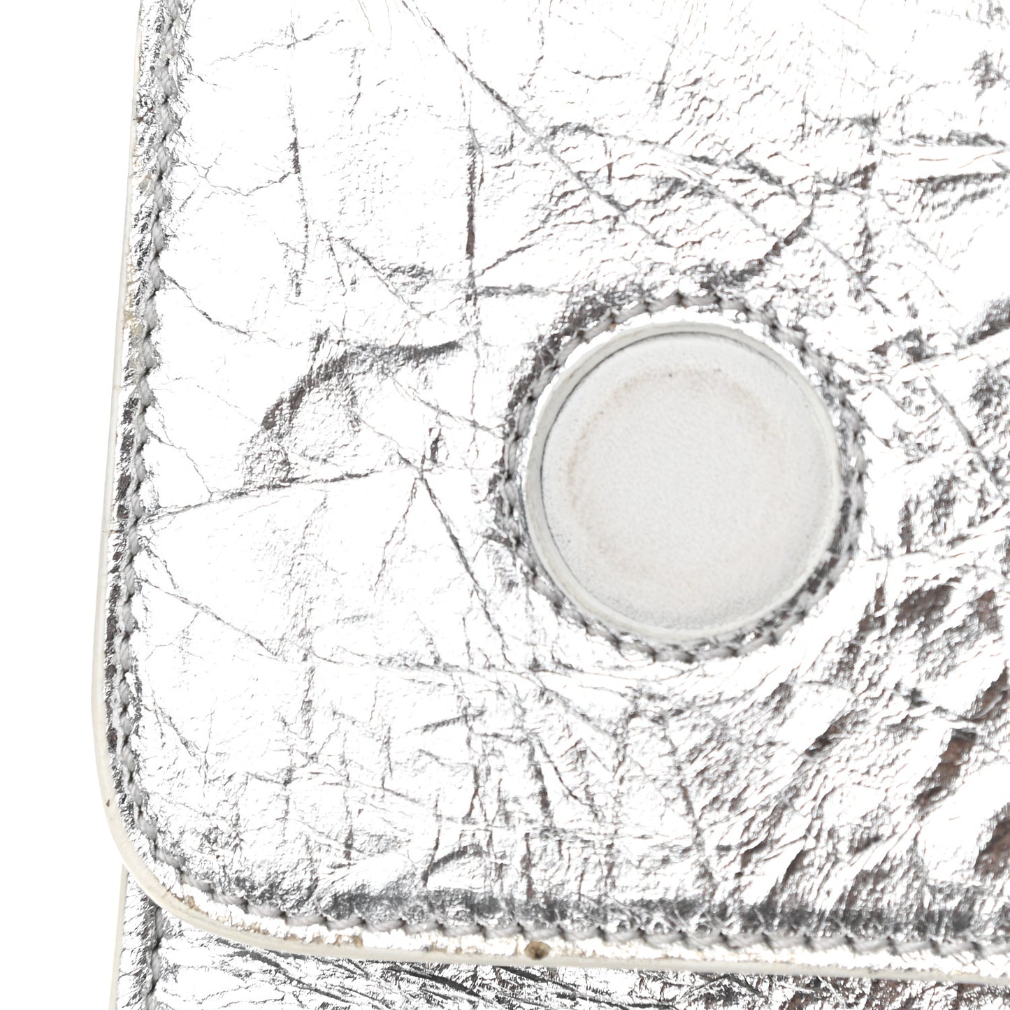 Metallic Calfskin Large Diorever Flap Silver
