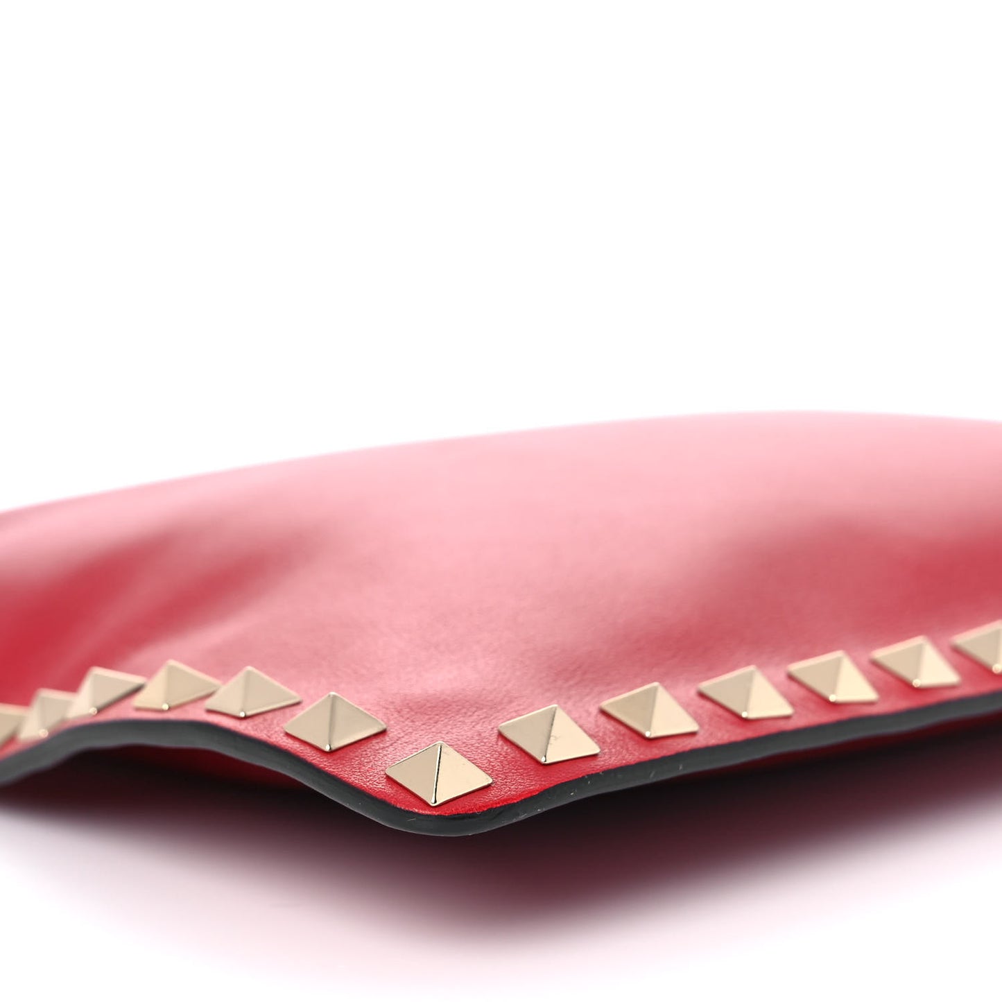 Vitello Large Rockstud Zip Pouch Red