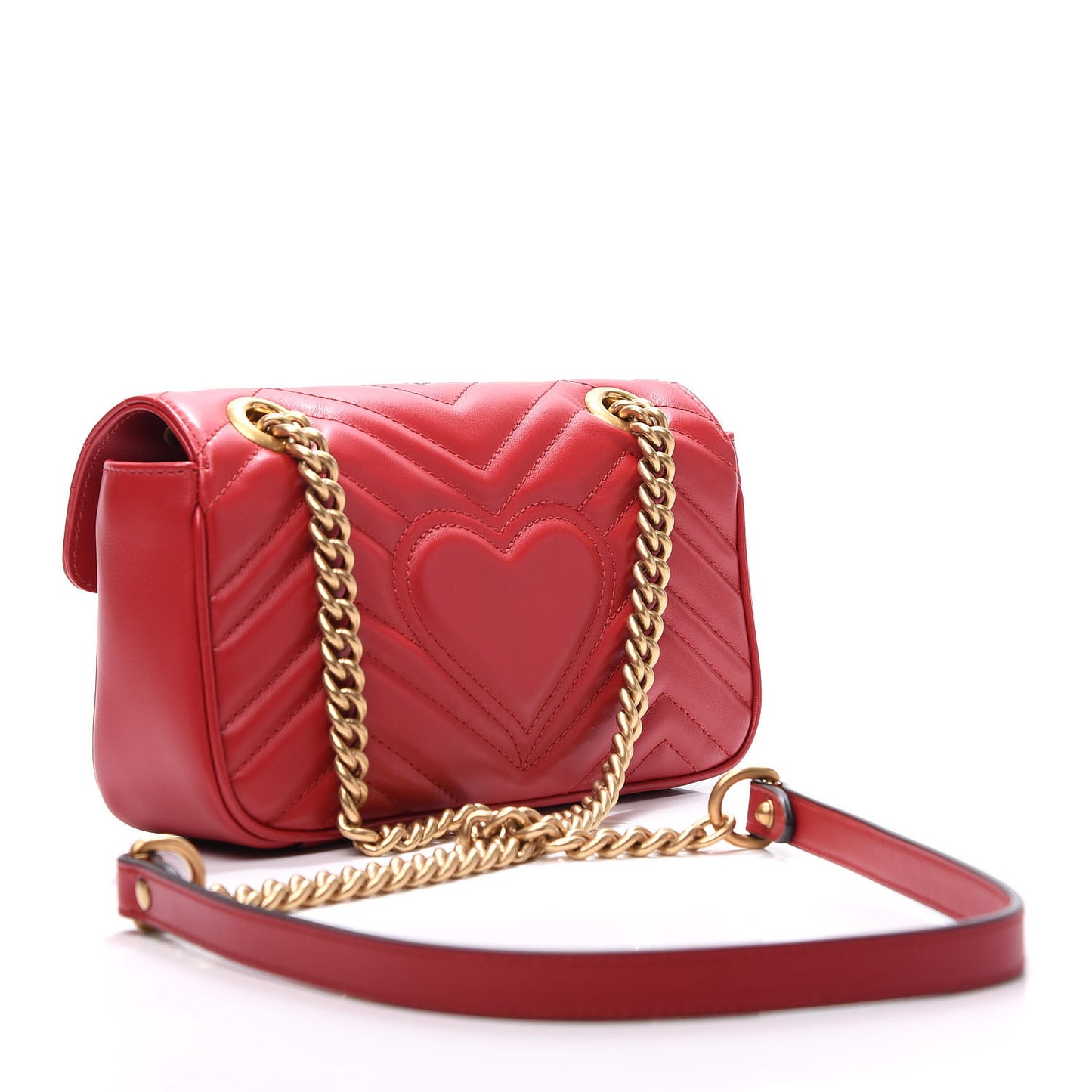 Calfskin Matelasse Mini GG Marmont Shoulder Bag Hibiscus Red