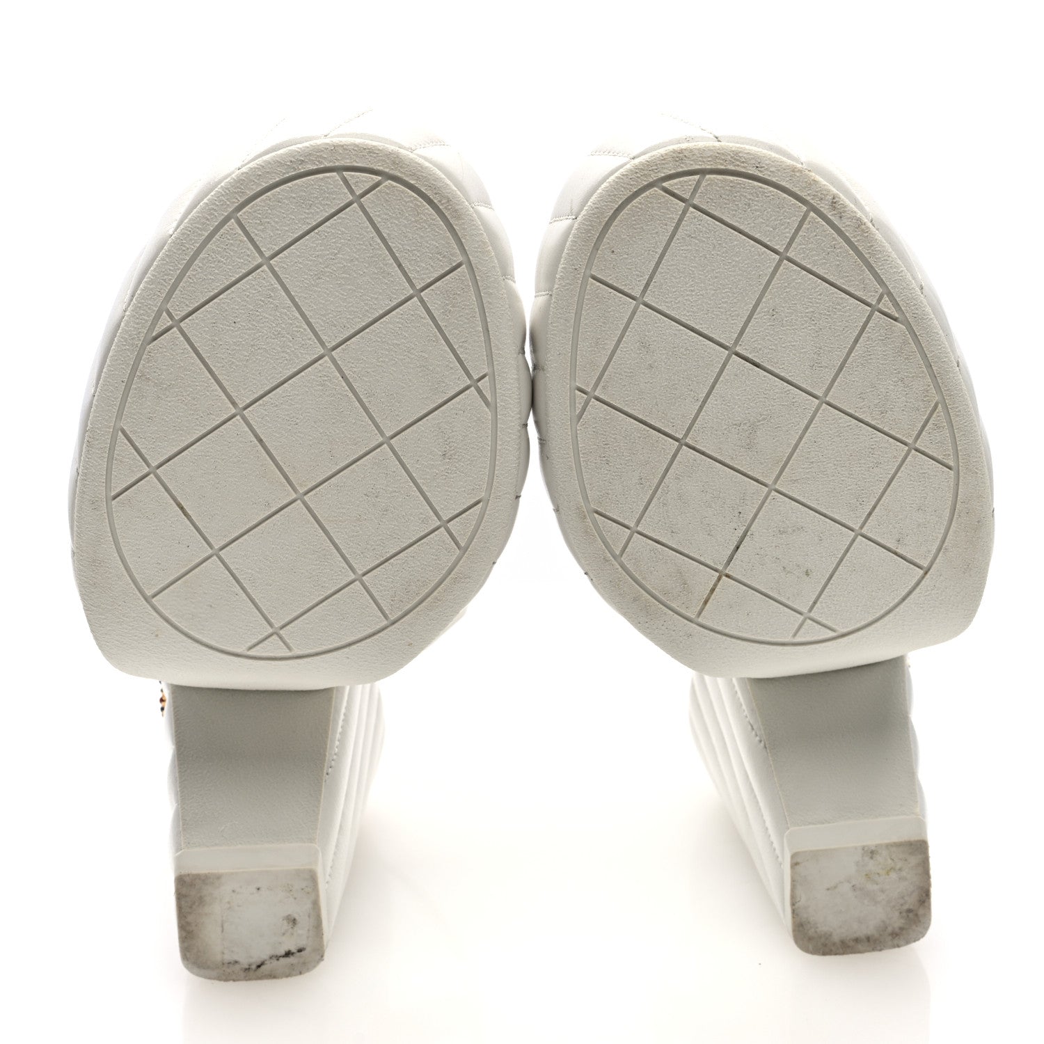 Chanel Shiny Lambskin Quilted Platform Sandals 39.5 White 6 of 8