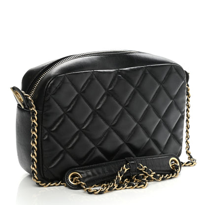 Chanel Lambskin Quilted Small Diamond CC Camera Case Black 3 of 12