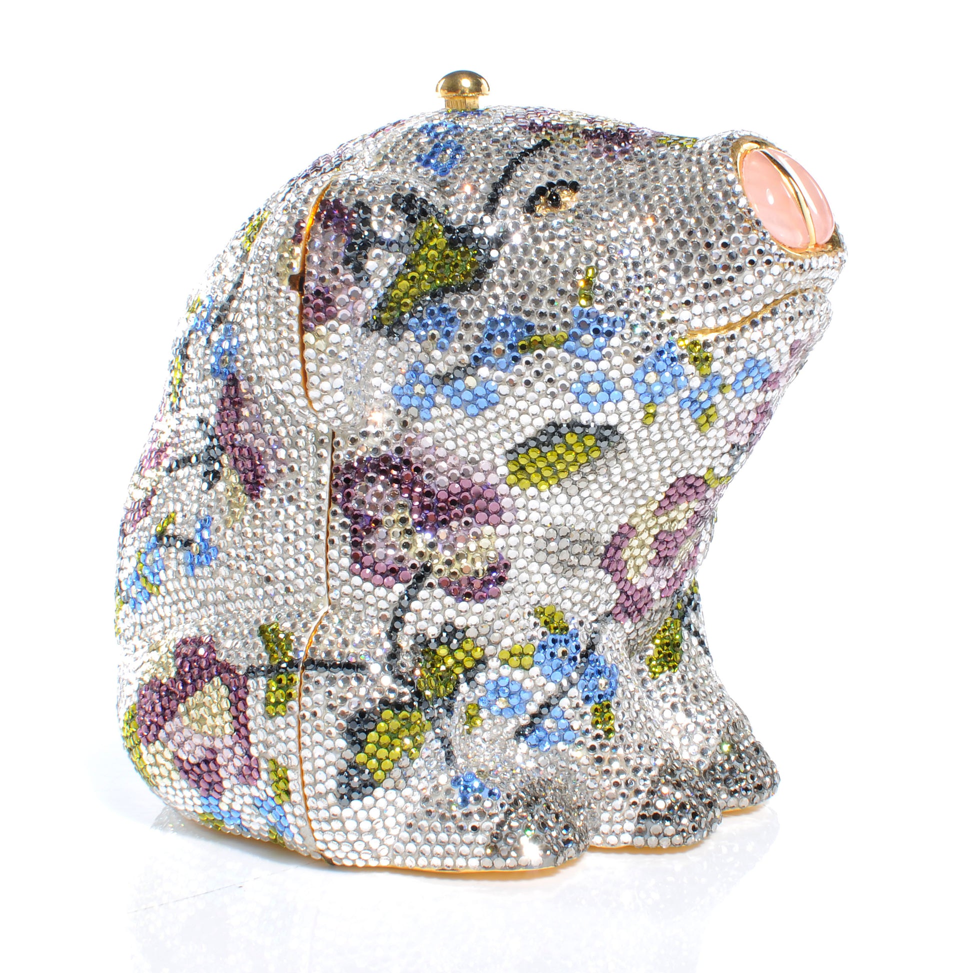 Judith Leiber Crystal Floral Pig Minaudiere Clutch 4 of 8
