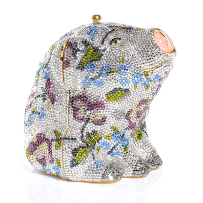 Judith Leiber Crystal Floral Pig Minaudiere Clutch 4 of 8
