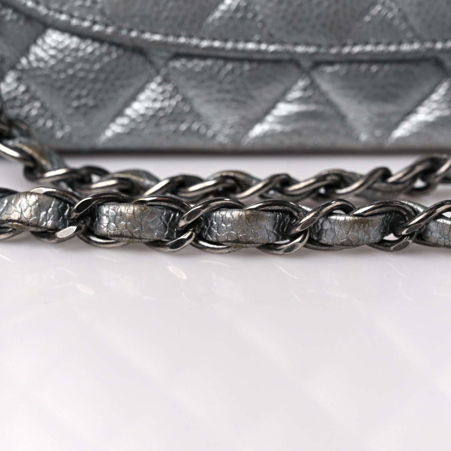 Chanel Metallic Caviar Quilted Medium Double Flap Silver 14 of 15