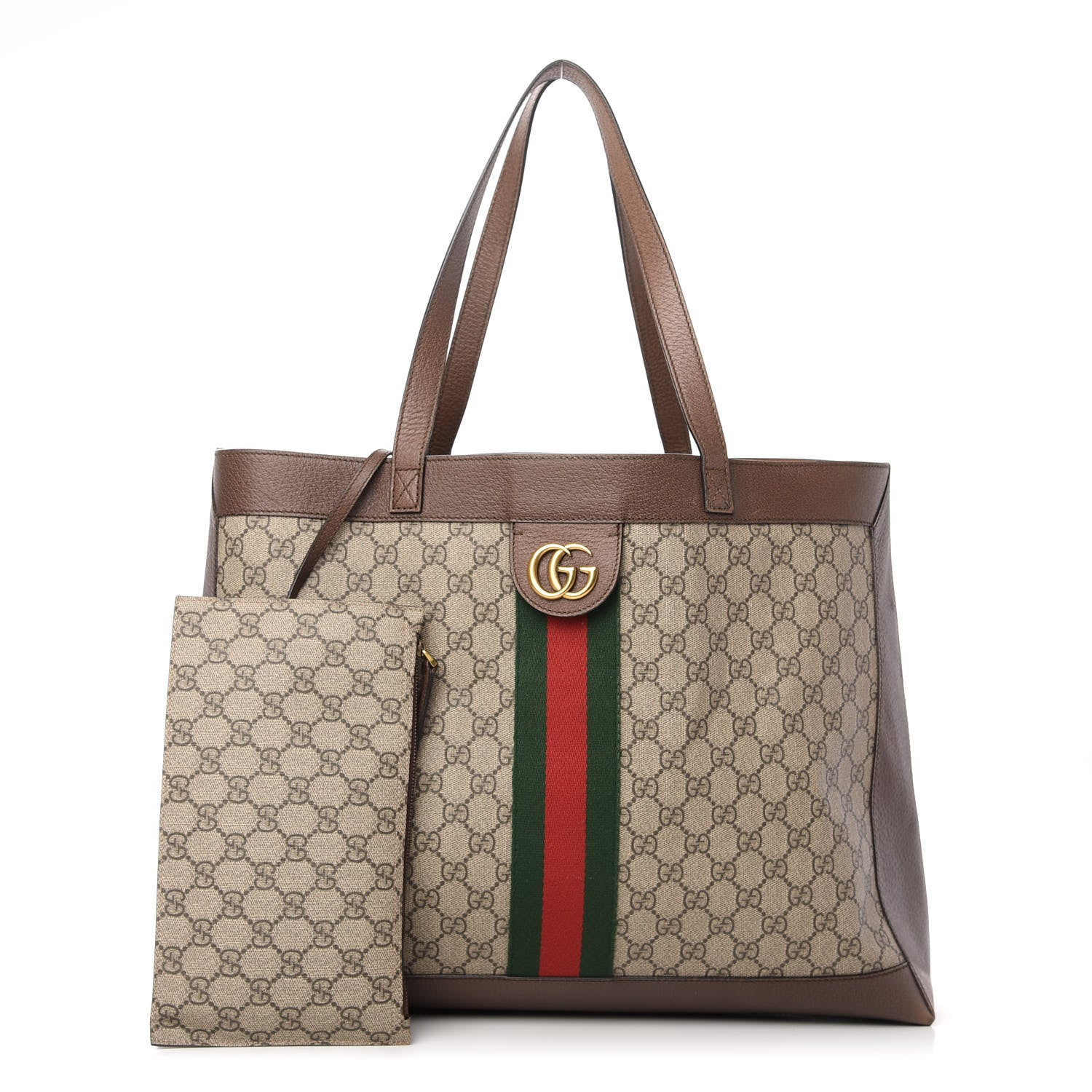 Gucci GG Supreme Monogram Web Large Ophidia Tote Brown 1 of 10