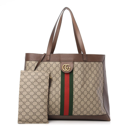 Gucci GG Supreme Monogram Web Large Ophidia Tote Brown 1 of 10