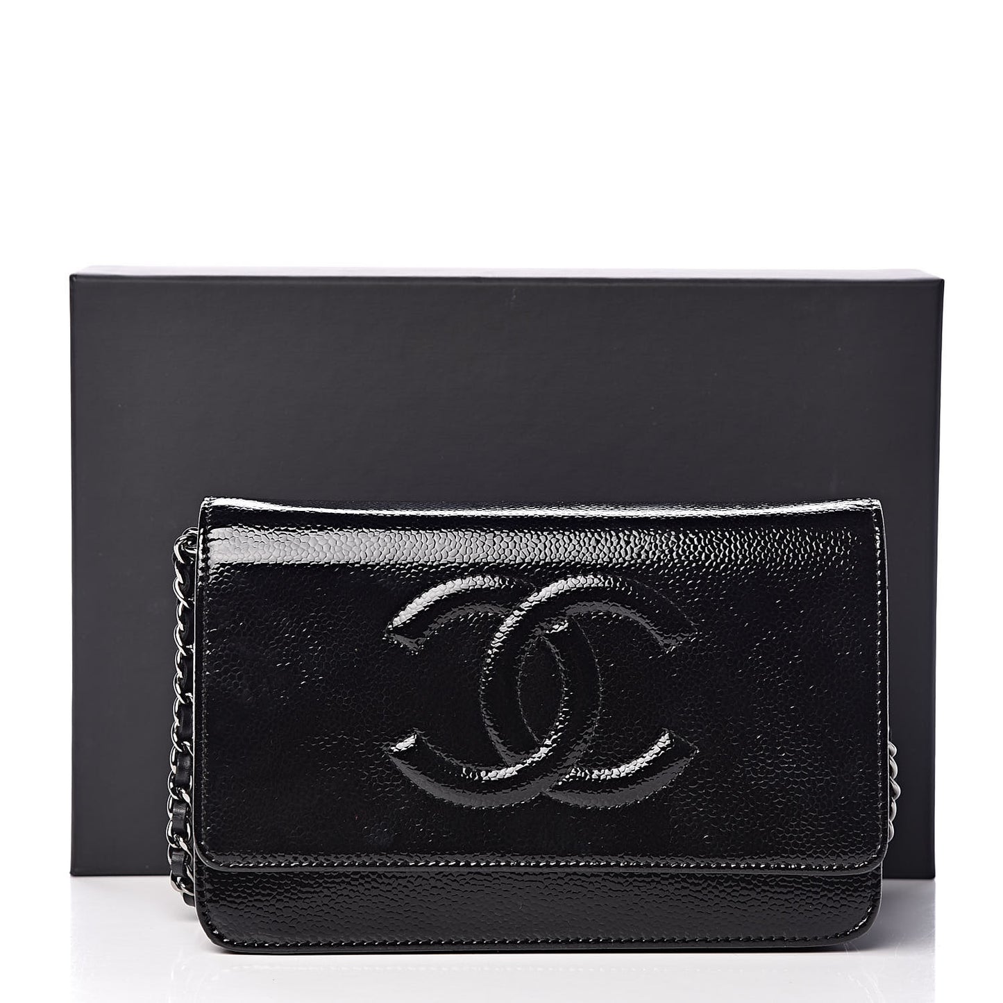 Patent Caviar Timeless CC Wallet on Chain WOC Black