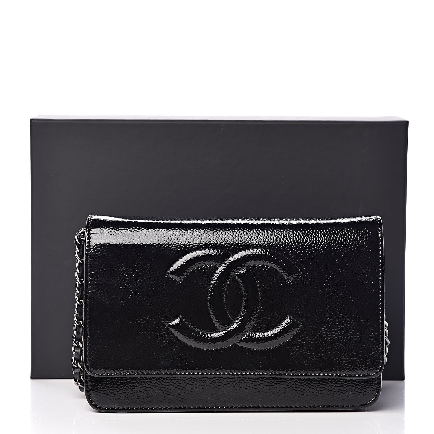 Chanel Patent Caviar Timeless CC Wallet on Chain WOC Black 13 of 13