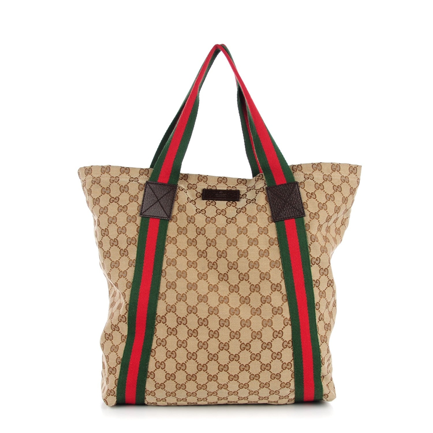 Gucci GG Monogram Medium Web Handle Vertical Tote Bag Dark Brown 1 of 7